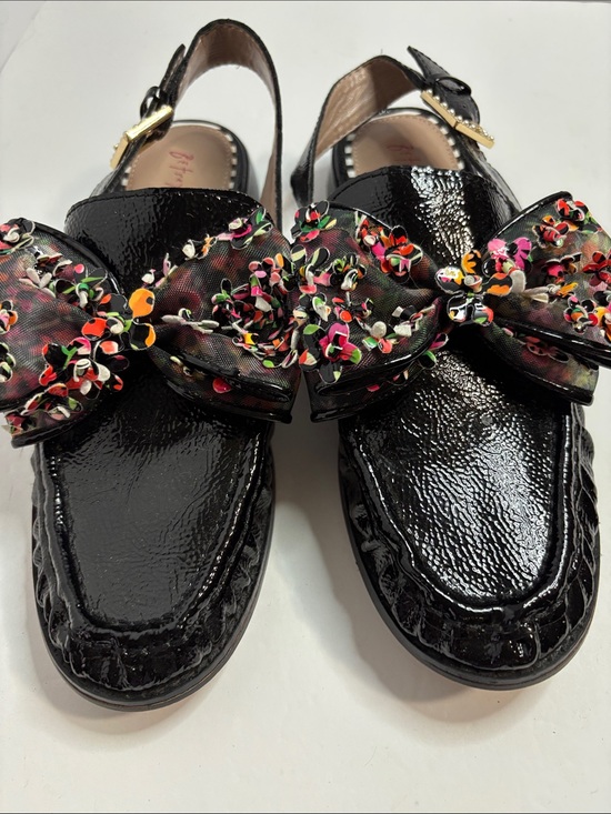 Betsey Johnson Shoes - Betsy Johnson Black Patent Slingback Mules with Multicolor Sequin Bow Sz 8.5
